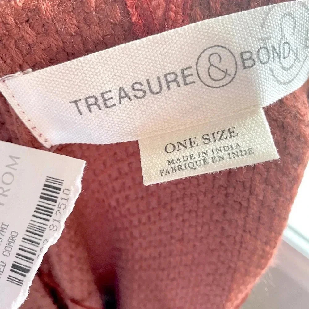 Nwt Treasure & Bond Boho Fringe Poncho Burnt Sienna One Size — image 7 of 8